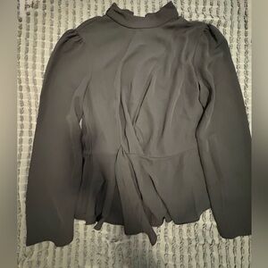 Reitmans Black Long-Sleeve Tie-Waist Blouse